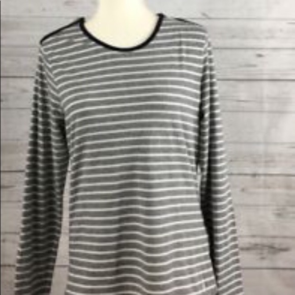 Nautica Tops - Nautica Gray White Striped Knit Zipper Top